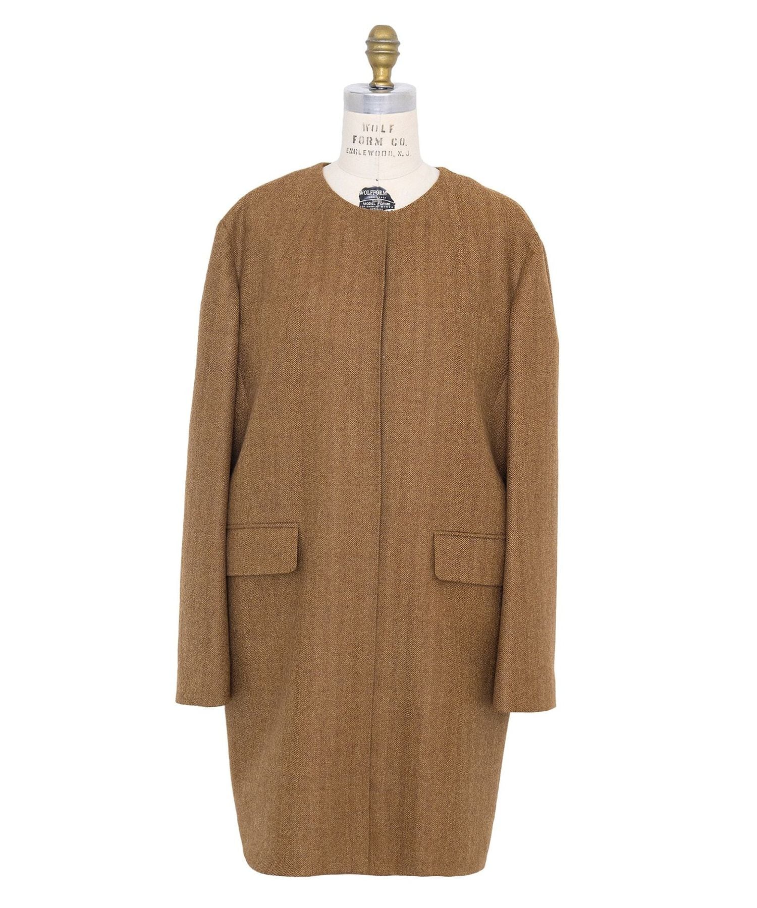 WINTER1 ヘリンボーンノーカラーコート