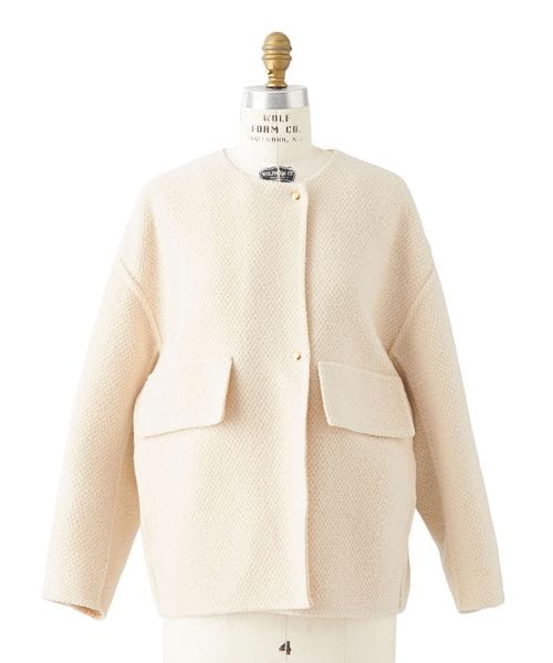 【2/26最終出品】Drawer ノーカラー ホワイトジャケット 2/26最終出品】Drawer ノーカラー ホワイトジャケット