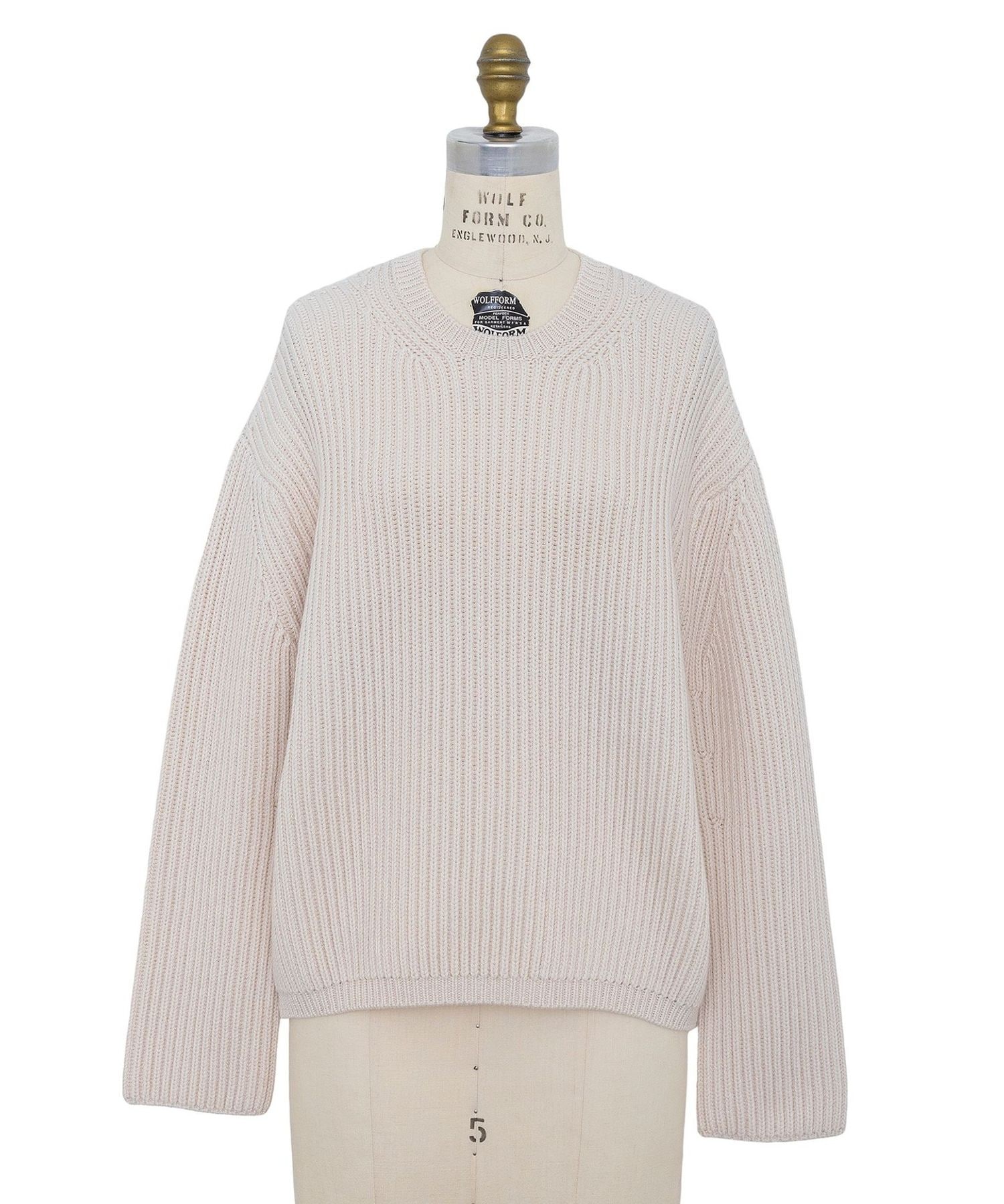 RESORT1 5Gあぜ編みクルーネックニット