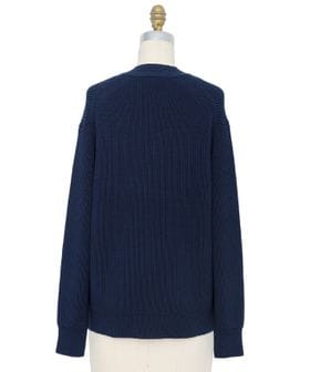 美品✨ドゥロワー RESORT1 7G あぜ編みカーディガン 70400円 紺 RESORT1 7Gあぜ編みカーディガン