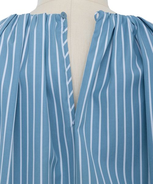 RESORT2 コットンストライプタックブラウス