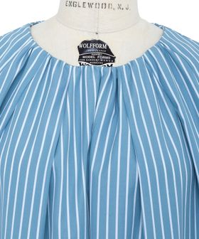 RESORT2 コットンストライプタックブラウス
