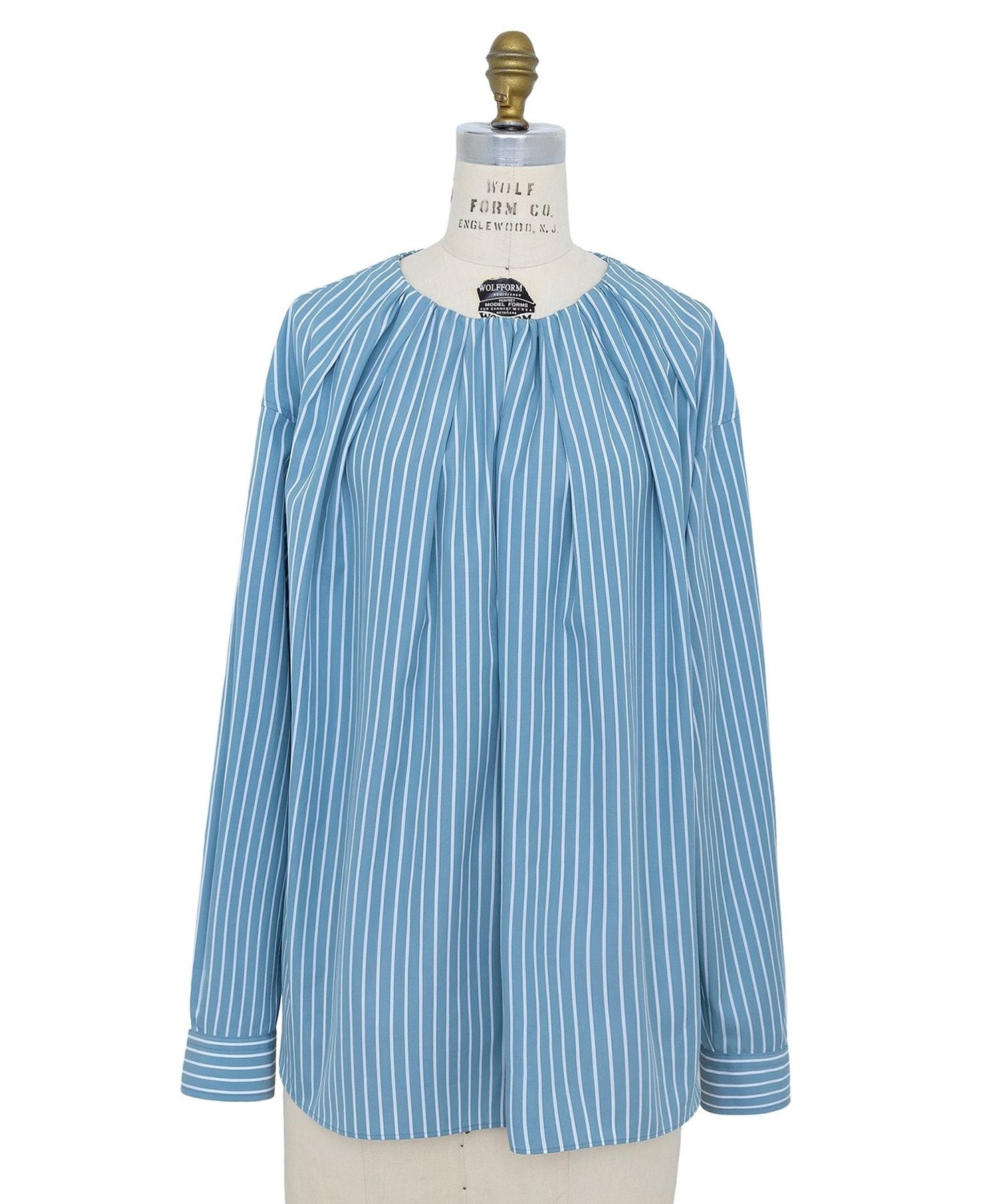 RESORT2 コットンストライプタックブラウス