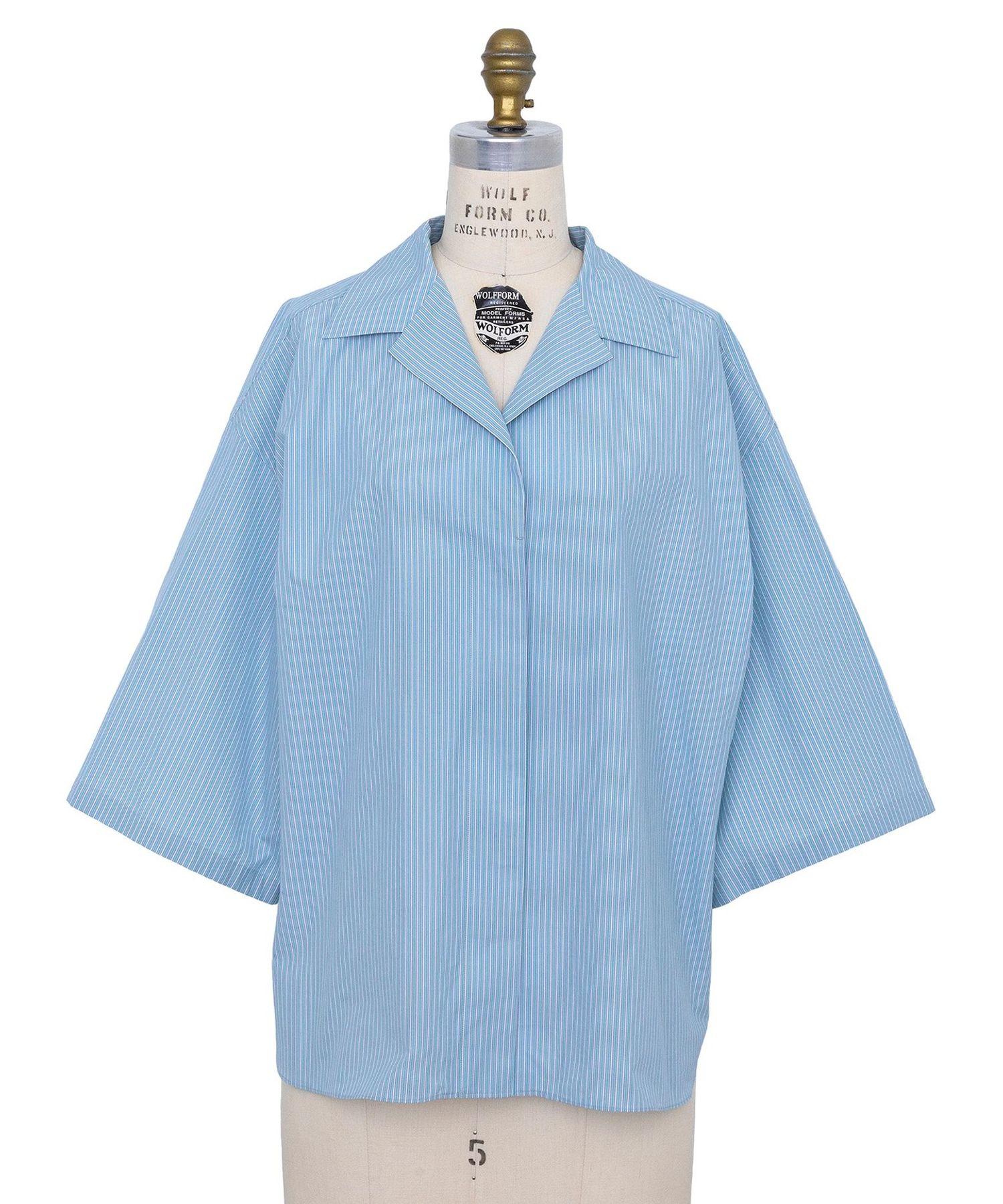 SUMMER オープンカラーストライプショートスリーブシャツ 