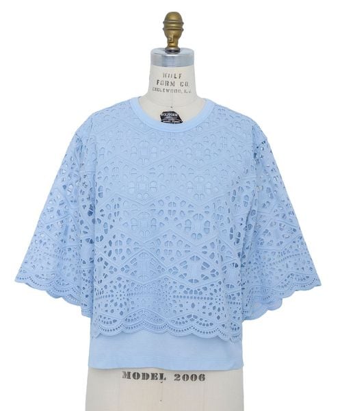 ドゥロワー M.SUMMER1 エンブロレースハーフスリーブブラウス 36 ドゥロワー M.SUMMER1 エンブロレースハーフスリーブブラウス 36