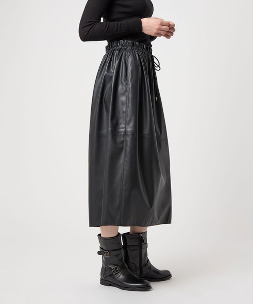 Narciso Rodriguez 黒 レザー フレアスカート 12_tizl5Ra.jpg