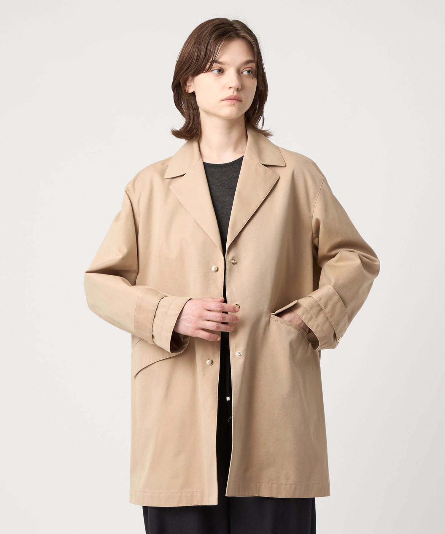 ※訳あり UNITED ARROWS アローズ チェスターコート アウター 白 PRE コットンチェスターコート