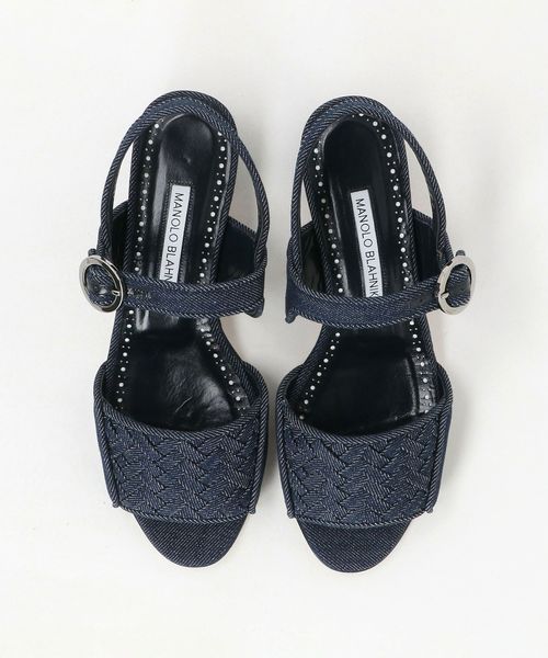 Manolo Blahmik スリッポンサンダル　ネイビー 37 MANOLO BLAHNIKサンダル
