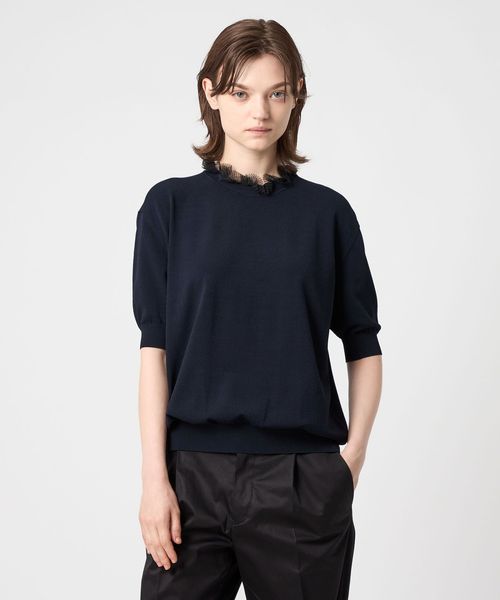 美品 Drawer ショートスリーブ 半袖 リブニット ブラック サイズ1 スーパーストレッチ ショートスリーブ(1 DARK GREY): : メンズ