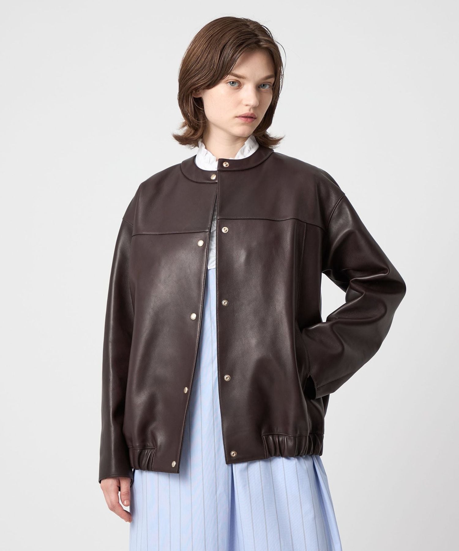 【最終値下げ】UNITED ARROWS ノーカラー レザージャケット PRE レザーノーカラージャケット