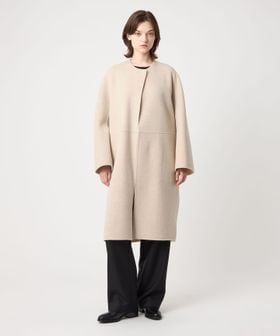 DRAWER/FALL バイカラーケヌキノーカラーコート/ノーカラーコート
