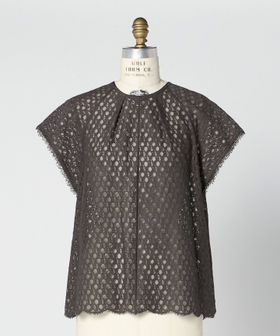 DRAWER/PRE スカラップヘムレースノーカラーブラウス/シャツ / ブラウス