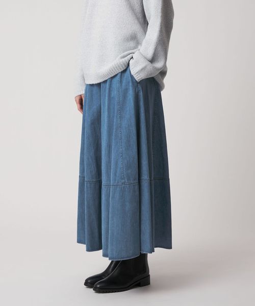 DRAWER/PRE デニムフレアスカート/ミモレ / ロング