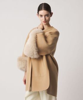 DRAWER/WINTER1 ビーバーケヌキファージャケット（BEIGE）/ノーカラーコート