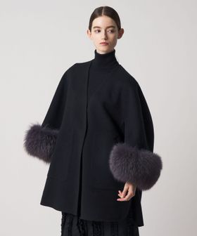 DRAWER/WINTER1 ビーバーケヌキファージャケット（NAVY）/ノーカラーコート