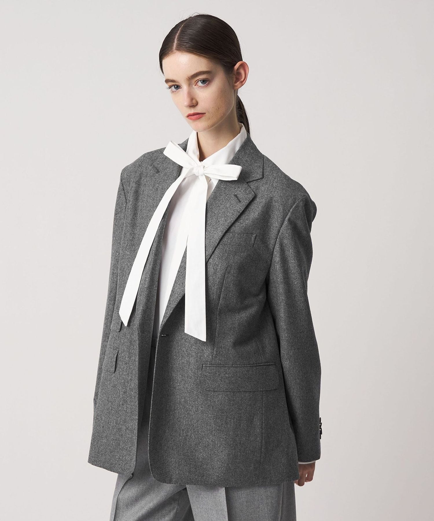 Drawer ジャケット Drawer（ドゥロワー）の「Drawer サキソニーラウンドネックジャケット