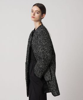 DRAWER/FALL2 ツイードフリンジノーカラーコート/ノーカラーコート