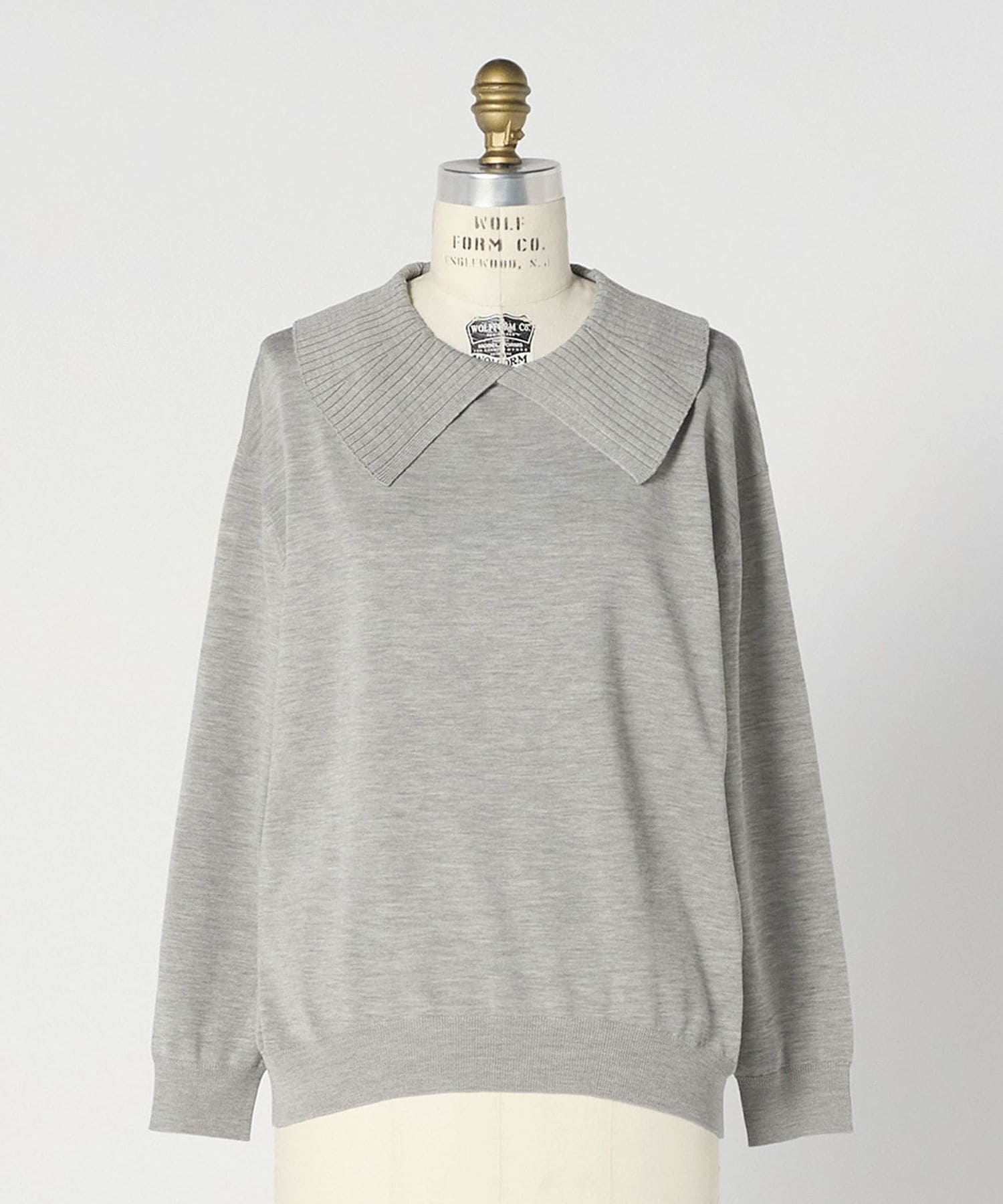 FALL2 リブカラーロングスリーブニット