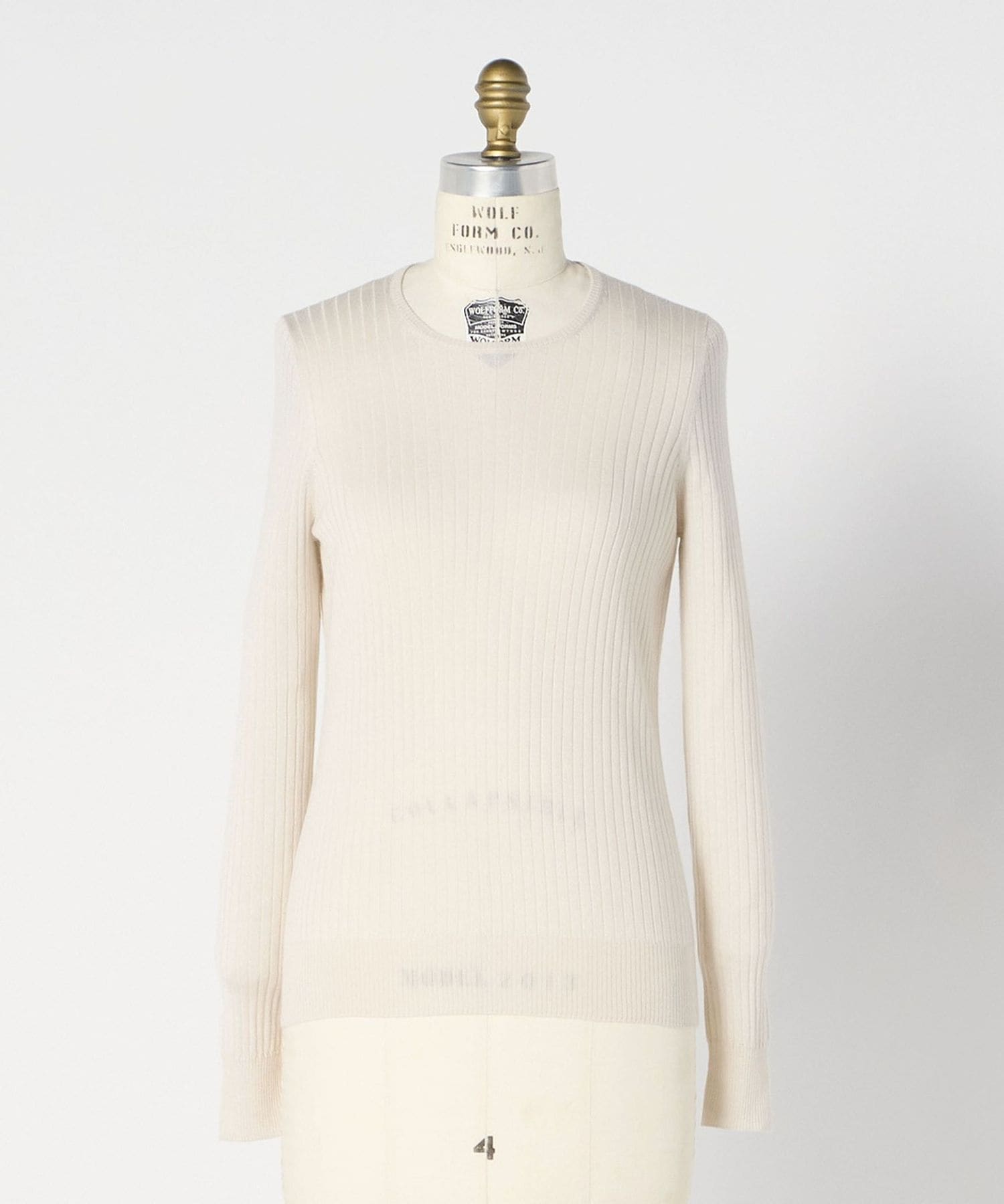 18Gカシミヤシルクリブクルーネックニット