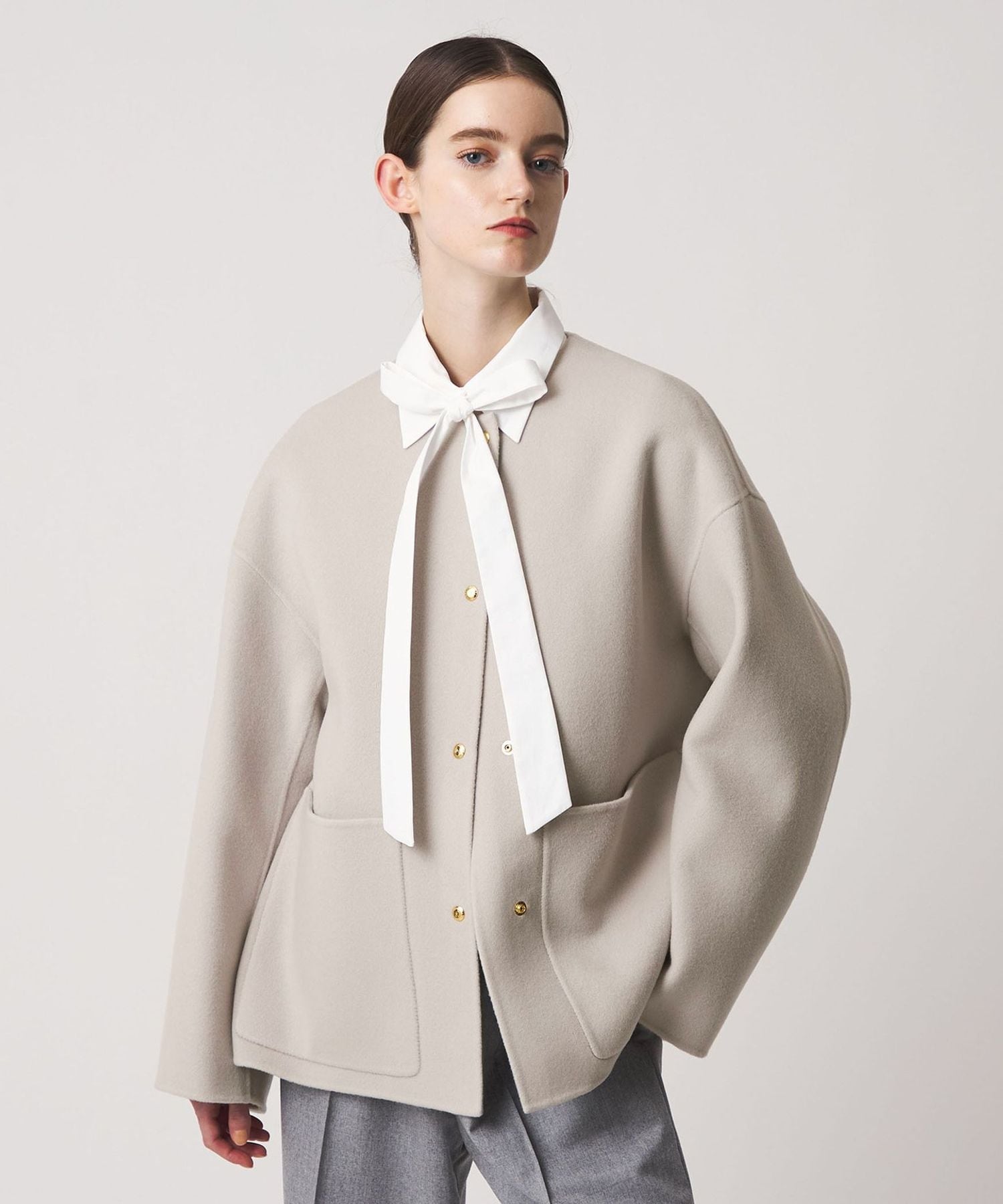 WINTER1 ビーバーケヌキノーカラージャケット