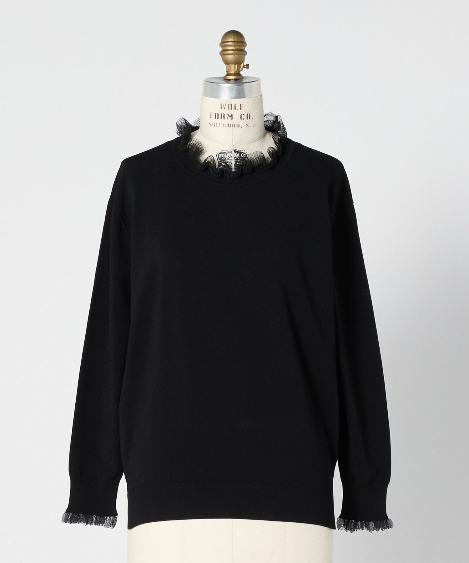 現行 Drawer 16G天竺編みクルーフレンチスリーブニット ホワイト 現行