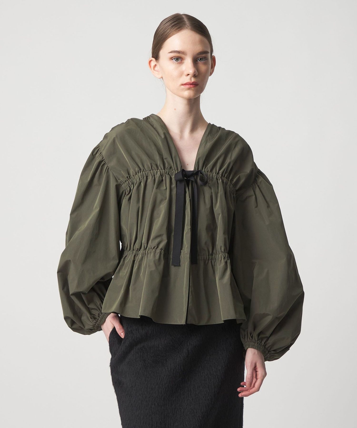 WINTER1 リボンギャザーブラウス