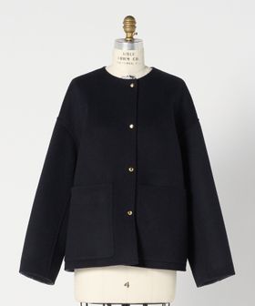 DRAWER/WINTER1ビーバーケヌキノーカラージャケット/ノーカラーコート