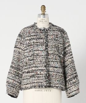 DRAWER/WINTER2 ツイードフリンジブラウスジャケット/ノーカラージャケット