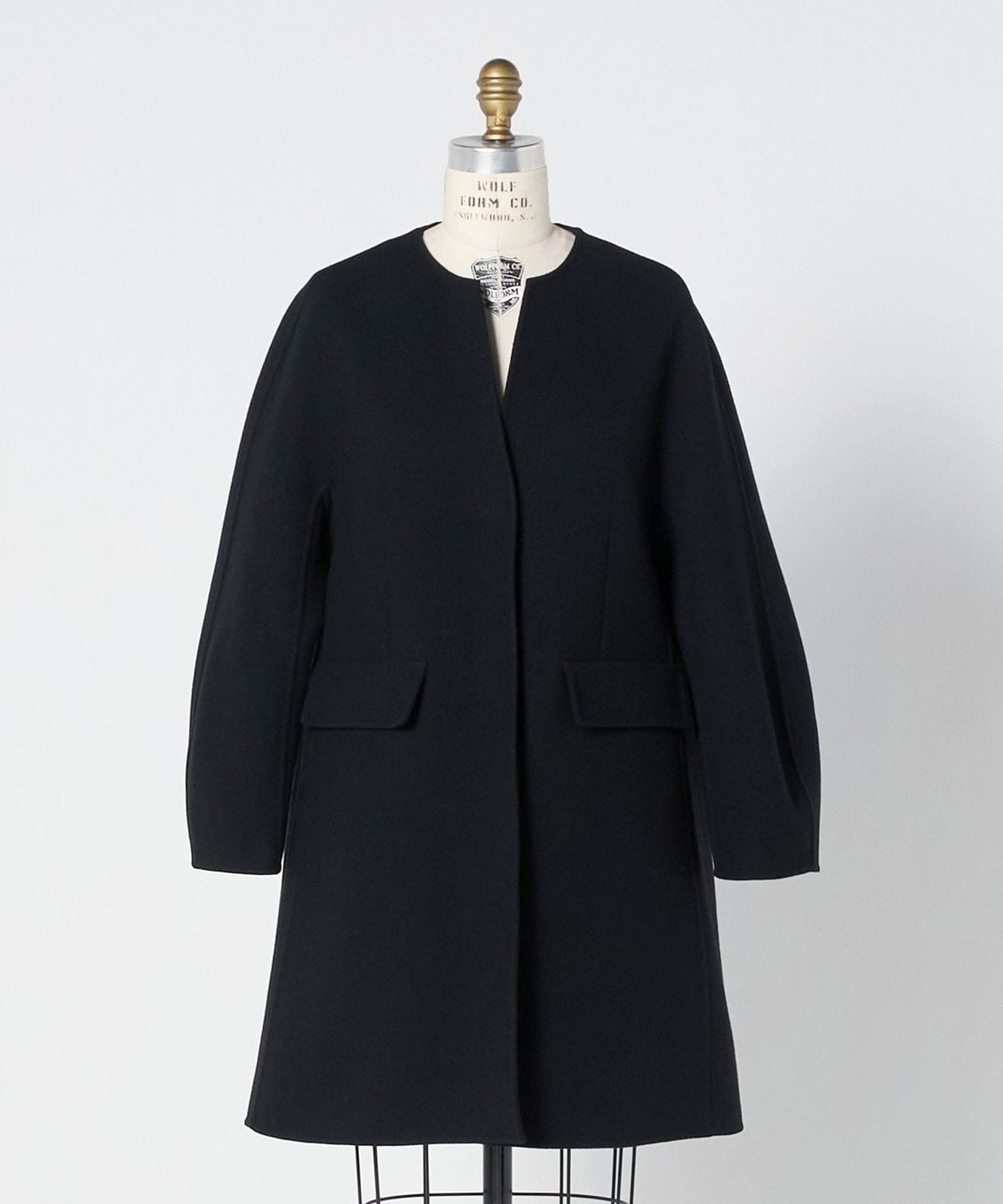 su　Drawer メルトン　ウール　ノーカラー　ケヌキ　コート WINTER1 メルトンケヌキノーカラーコート