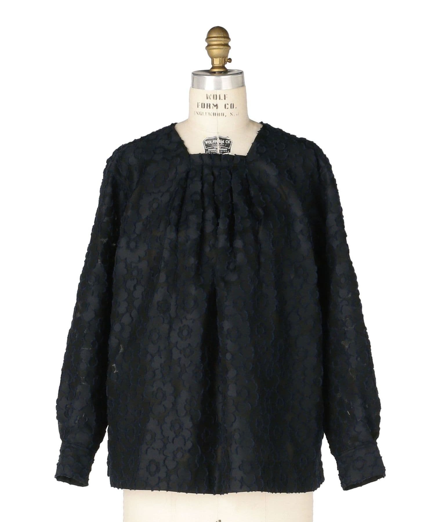 RESORT1 フラワーカットジャガードブラウス