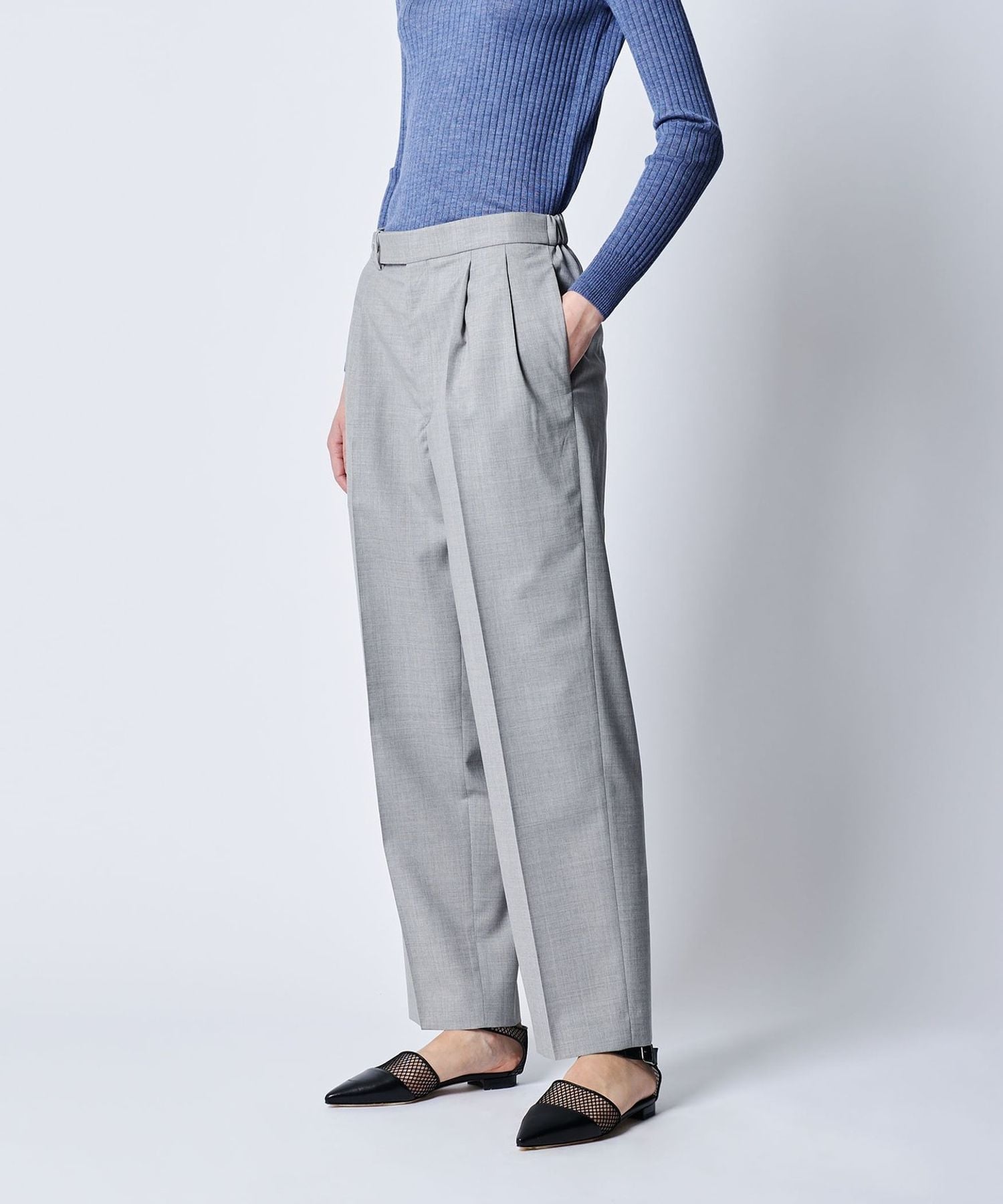 RESORT1 ウールタックテーパードパンツ