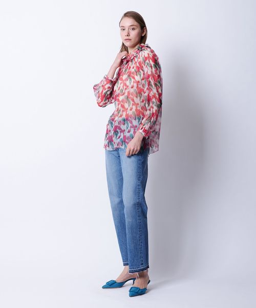 RESORT2 シフォンギャザーブラウス