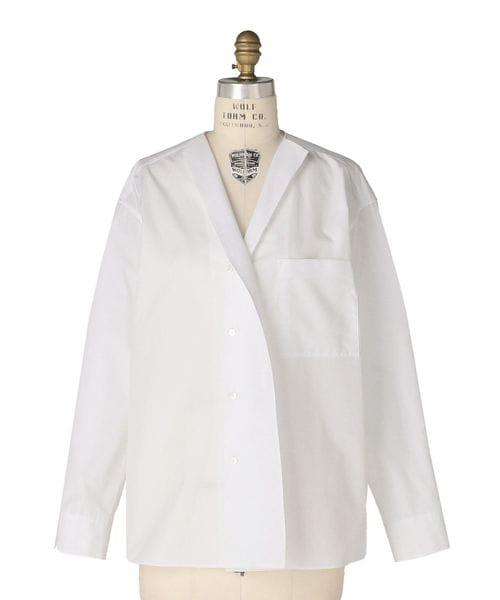 DRAWER/SPRING ノーカラーオープンシャツ/シャツ / ブラウス