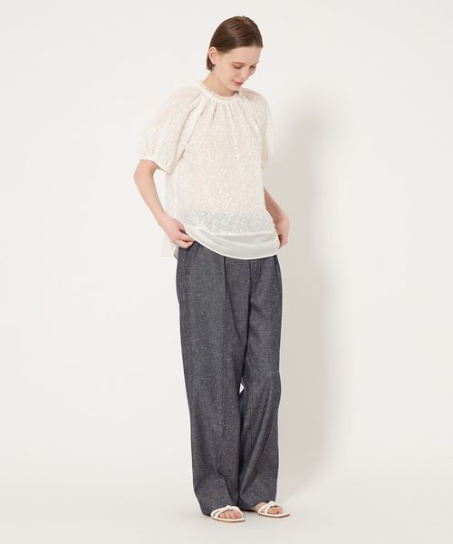 新品未使用　UNITED ARROWS ハーフスリーブブラウス タック フリルVネック ハーフスリーブ ブラウス