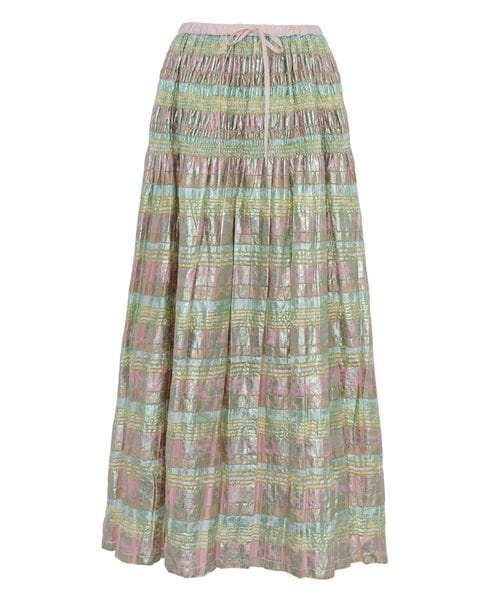 DRAWER/M.SUMMER1 パステルボーダーギャザースカート/ミモレ / ロング