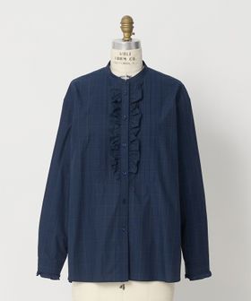 DRAWER/PRE タックブザムフリルシャツチェックシャツ/シャツ / ブラウス