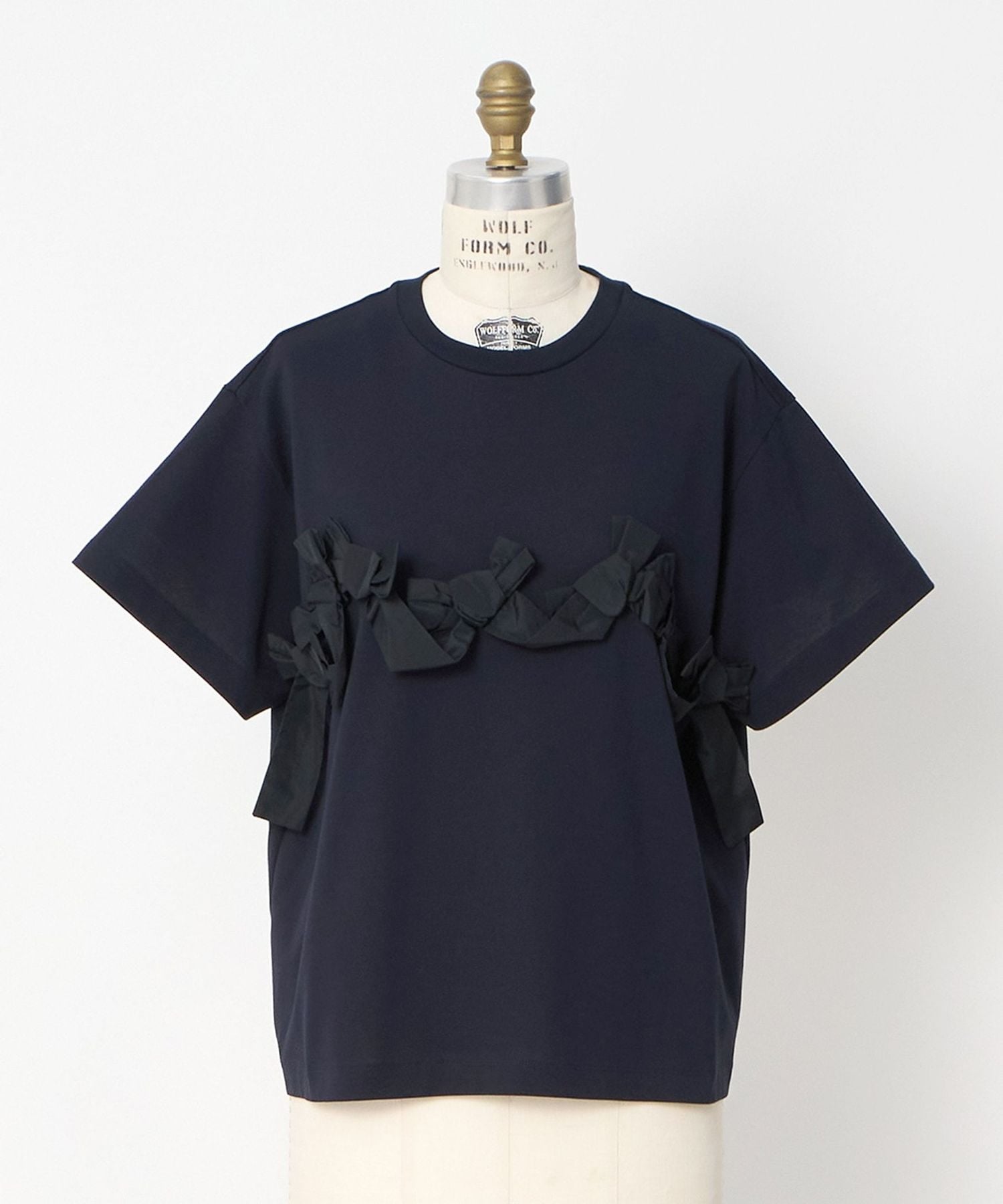 United Arrows リボンカットソー　紺色 天竺リボンTシャツ（NAVY）