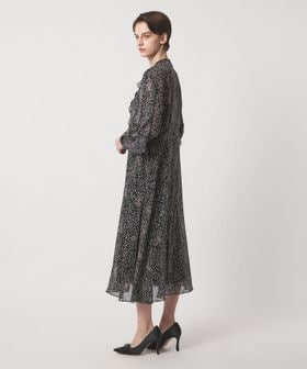 DRAWER/FALL1 フラワープリントノーカラーワンピース/ワンピース