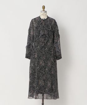 DRAWER/FALL1 フラワープリントノーカラーワンピース/ワンピース