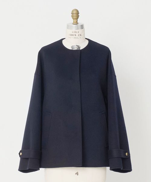DRAWER/WINTER1 ケヌキノーカラージャケット（NAVY）/ノーカラーコート