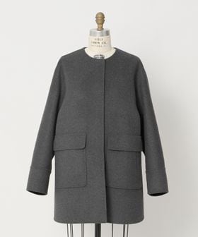 DRAWER/WINTER1 リバーノーカラーコート/ノーカラーコート