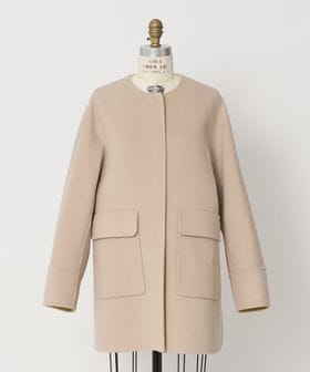 DRAWER/WINTER1 リバーノーカラーコート/ノーカラーコート