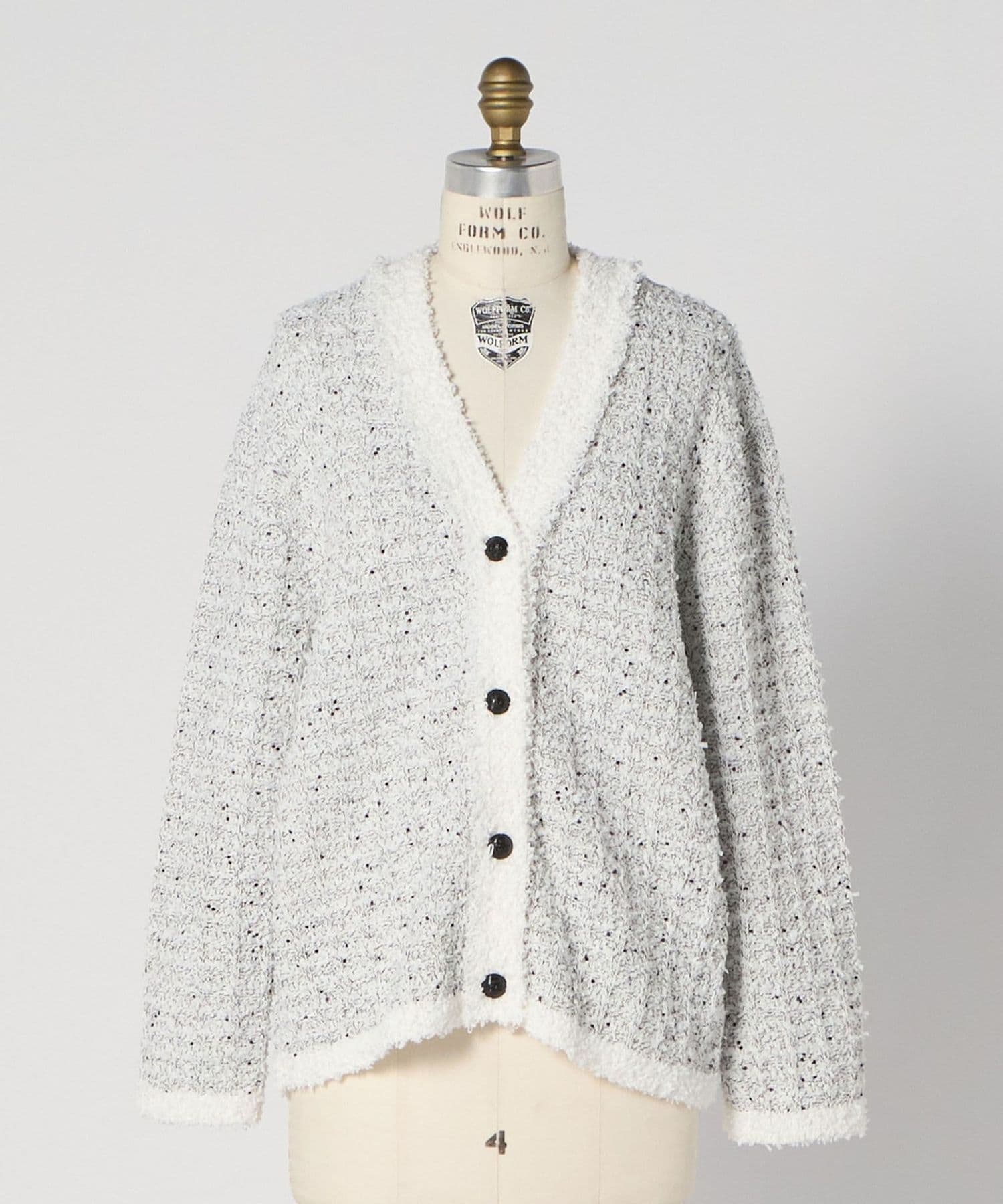 RESORT ツイードライクVネックカーディガン