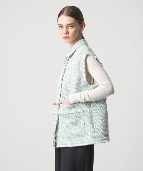 DRAWER/CEREMONY フリンジツイードジレ/ベスト