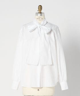 DRAWER/CEREMONY コットンストライプリボンシャツ/シャツ / ブラウス