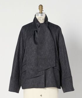 DRAWER/CEREMONY メランジリボンノーカラージャケット/ノーカラージャケット