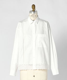 DRAWER/RESORT コットンレーストリムシャツ/シャツ / ブラウス