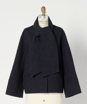 DRAWER/CEREMONY ツイードリボンノーカラージャケット/ノーカラージャケット