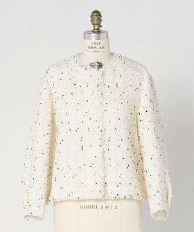 DRAWER/RESORT ドットツイードフリンジノーカラージャケット/ノーカラージャケット