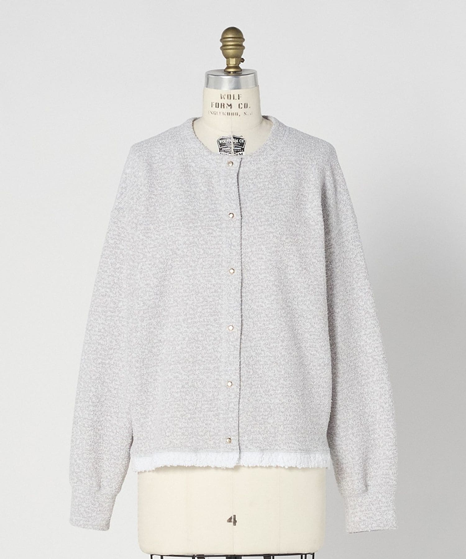 UNITED ARROWS アイボリー カーディガン　美品　白　グレーポッケ RESORT ブークレツイードクルーネックカーディガン